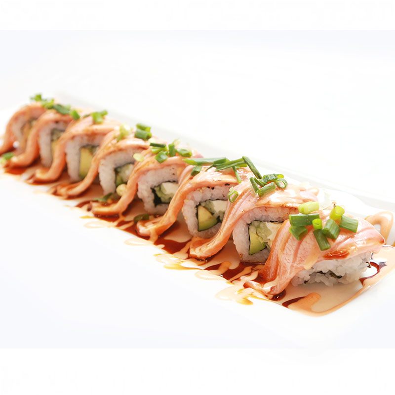 314K.saumon avocat, saumon mi-cuit, sauce hot spicy, 8 pièces